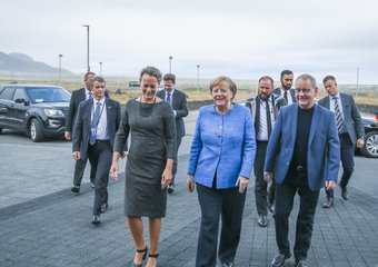 Angela Merkel í heimsókn á Hellisheiði